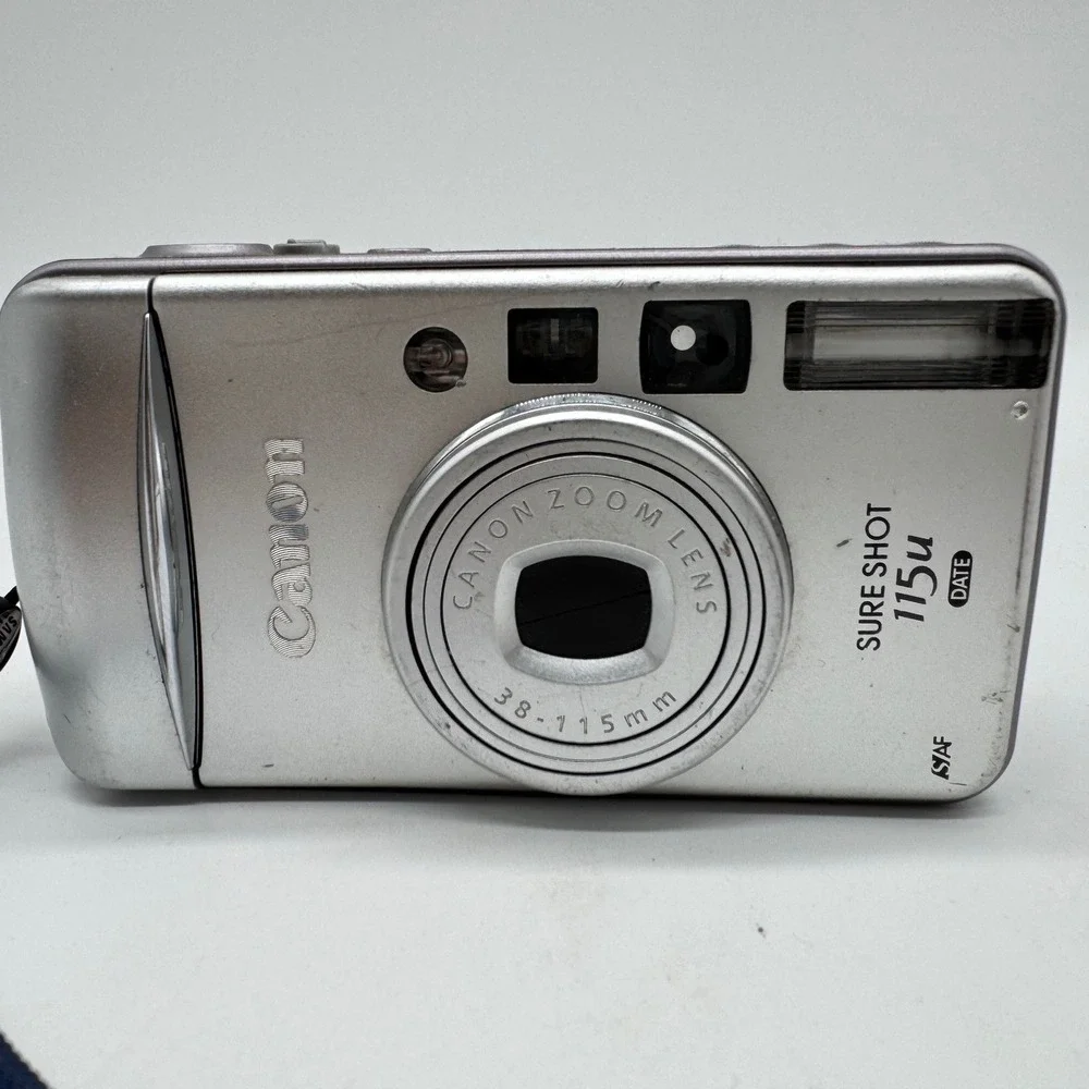 Canon Sure Shot 115u Date 35mm Film Camera Silver 38-115mm Zoom for Parts Repair